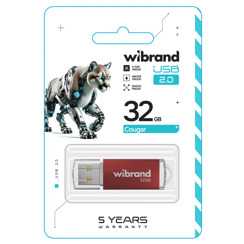 Флеш-накопичувач Wibrand USB 2.0 Cougar 32Gb Red