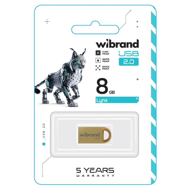 Флеш-накопичувач Wibrand USB 2.0 Lynx 8Gb Gold