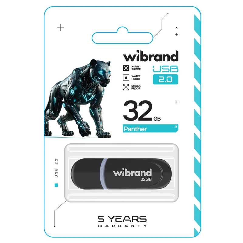 Флеш-накопичувач Wibrand USB 2.0 Panther 32Gb Black