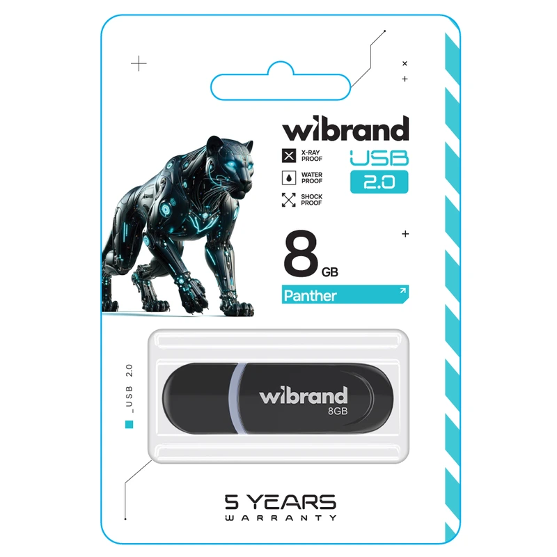 Флеш-накопичувач Wibrand USB 2.0 Panther 8Gb Black