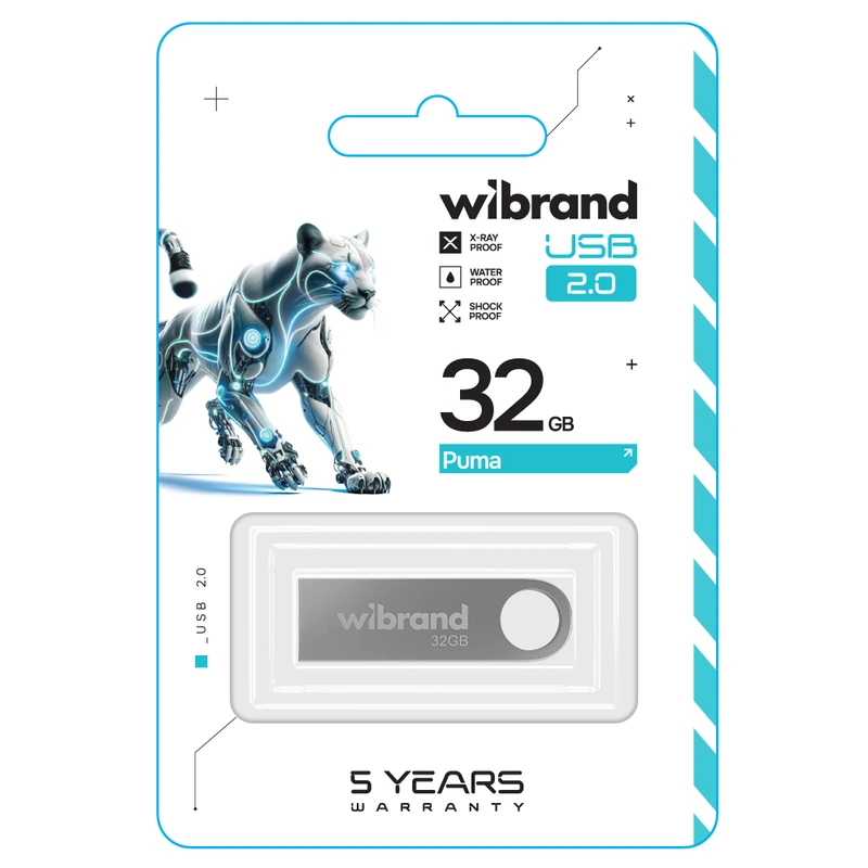 Флеш-накопичувач Wibrand USB 2.0 Puma 32Gb Silver