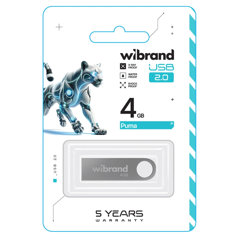 Флеш-накопичувач Wibrand USB 2.0 Puma 4Gb Silver