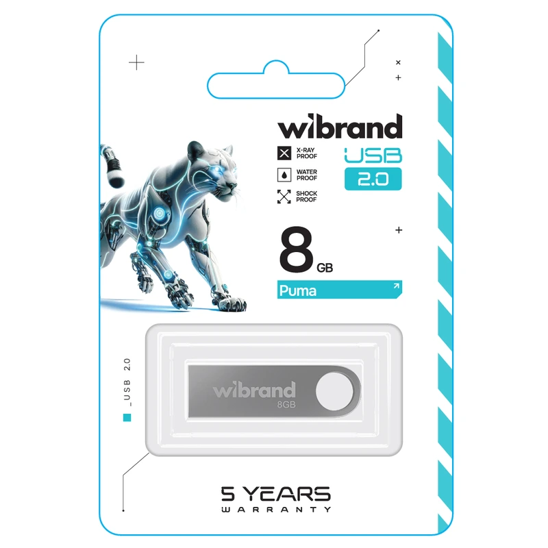 Флеш-накопичувач Wibrand USB 2.0 Puma 8Gb Silver
