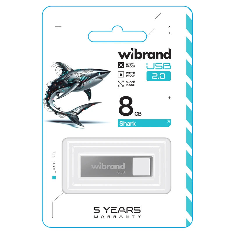 Флеш-накопичувач Wibrand USB 2.0 Shark 8Gb Silver