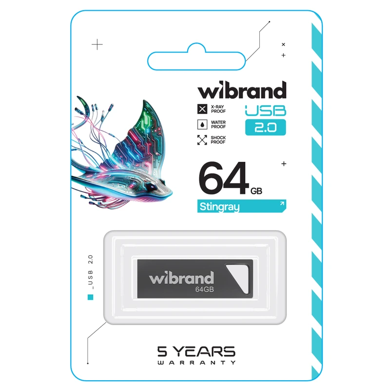 Флеш-накопичувач Wibrand USB 2.0 Stingray 64Gb Grey