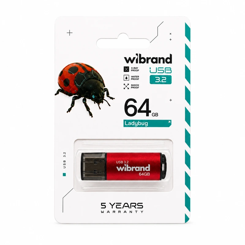Флеш-накопичувач Wibrand USB 3.2 Gen1 Ladybug 64GB Red