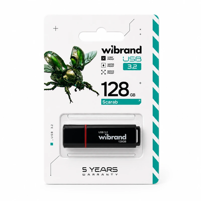 Флеш-накопичувач Wibrand USB 3.2 Gen1 Scarab 128GB Black
