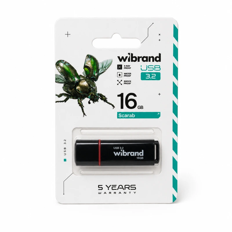 Флеш-накопичувач Wibrand USB 3.2 Gen1 Scarab 16GB Black