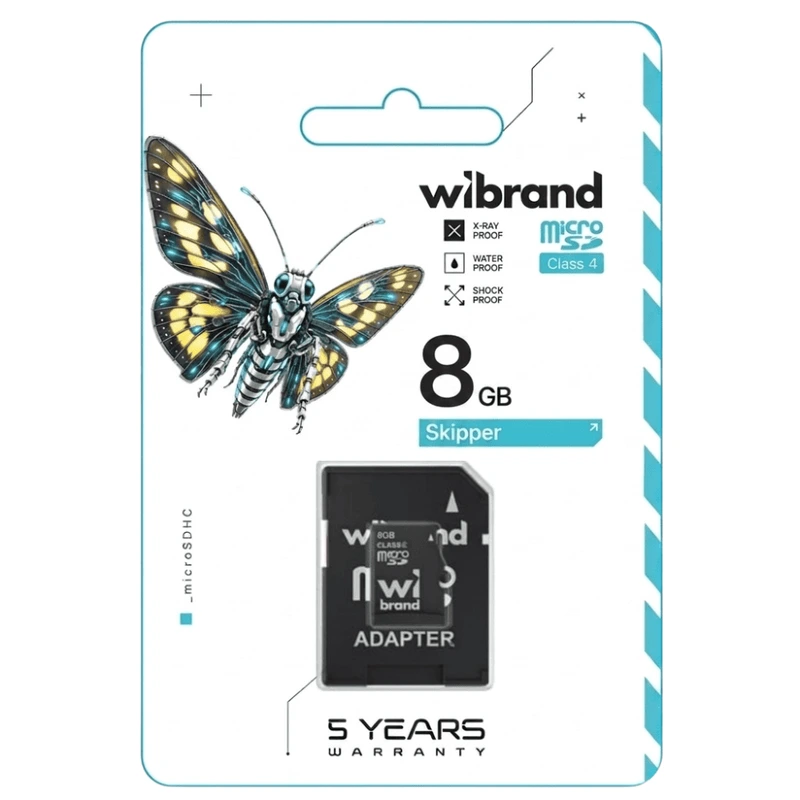 Карта пам'яті microSDHC Wibrand 8Gb class 4 (adapter SD)