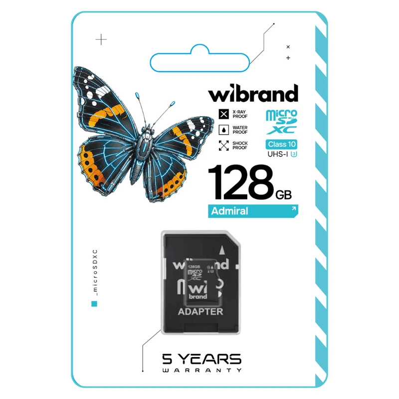 Карта пам'яті microSDXC (UHS-1 U3) Wibrand 128Gb class 10 (adapter SD)