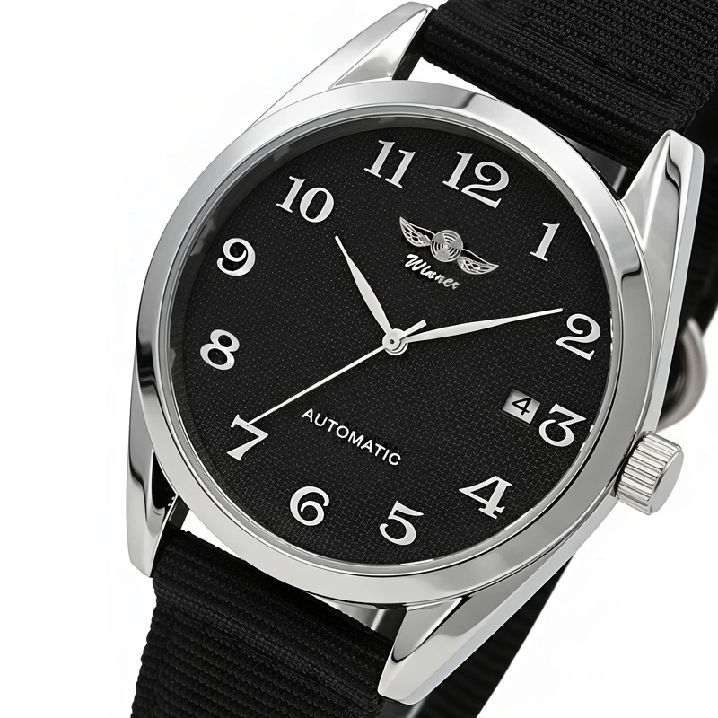 Чоловічий механічний годинник Winner Handsome Textile Black