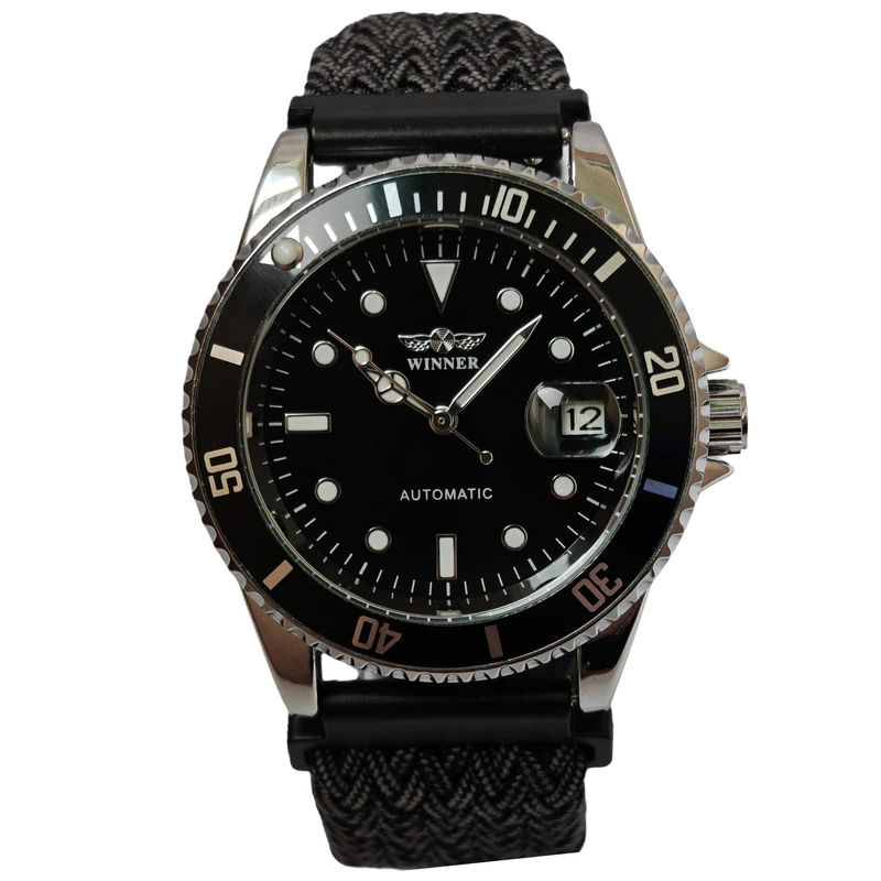 Чоловічий механічний годинник Winner Basel Nylon, 2 ремінці