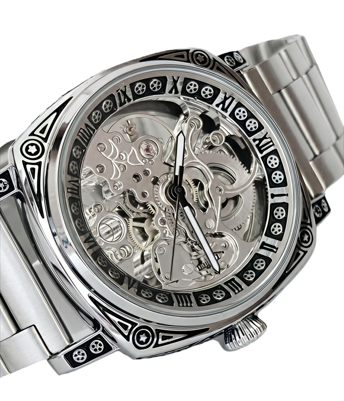 Чоловічий механічний годинник WishDoIt Baron Steel