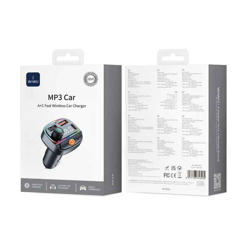 Автомобільний зарядний пристрій WIWU MP3 Car Charger Wi-QC031 Black