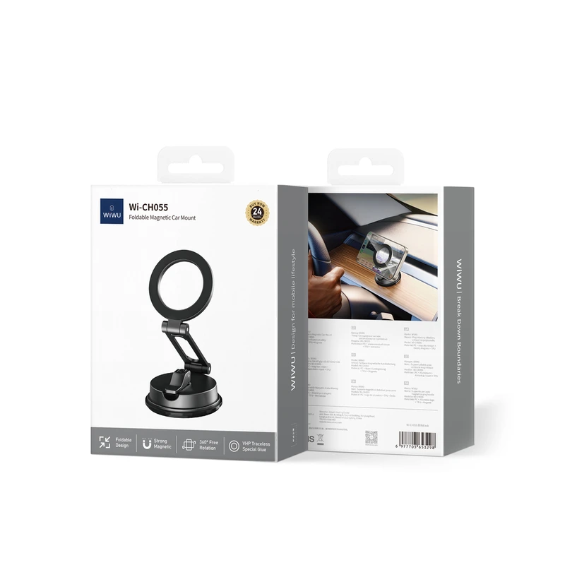 Автотримач для телефона WIWU Foldable Magnetic Car Mount Wi-CH055 Black