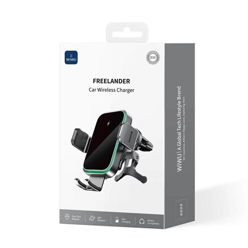 Автотримач для телефона з БЗП WIWU FREELANDER Car Wireless Charger CH-313 Black
