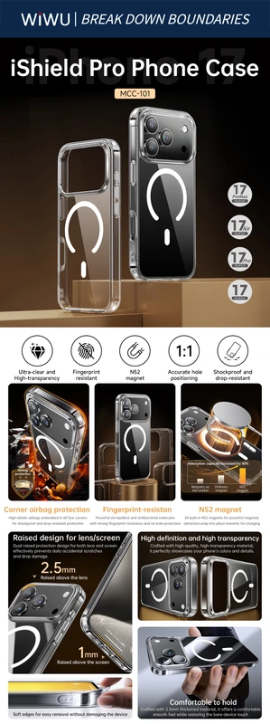Чохол для смартфона WIWU iShield Pro MCC-101 for iP17 Pro 6.3'' Transparent — фото 6