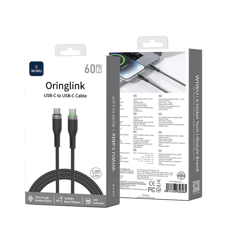 Кабель WIWU 60W OringLink Series Nylon Braided Cable
Wi-C069 C-C 1M