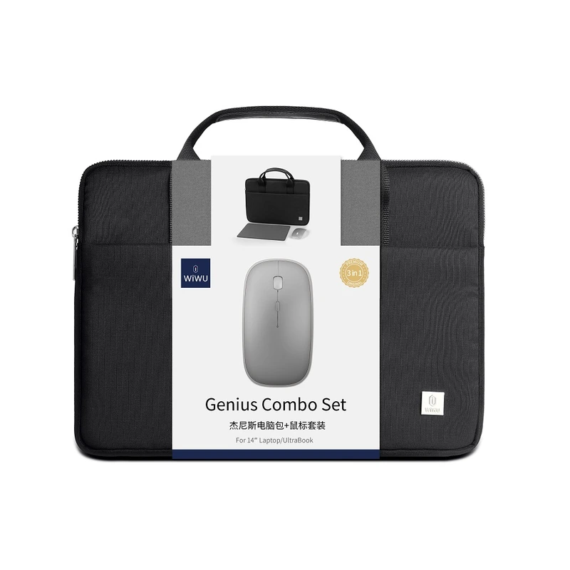 Комплект 3 в 1 (сумка, миша, килимок) WIWU 14" Genius Combo Set Black