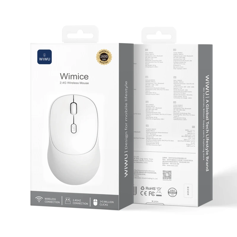 Маніпулятор миша бездротова WIWU 2.4G Wireless Mouse WM112 White