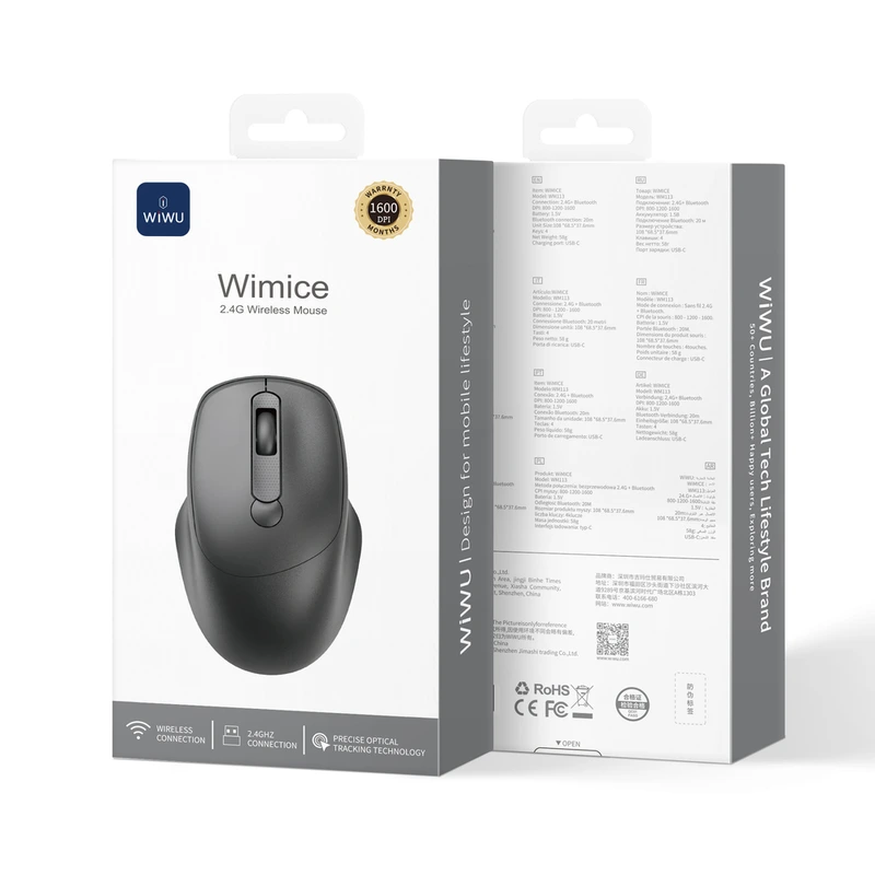 Маніпулятор миша бездротова WIWU 2.4G Wireless Mouse WM113 Black