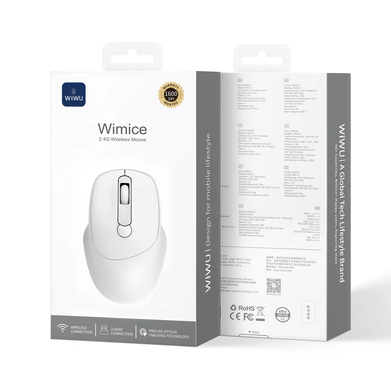 Маніпулятор миша бездротова WIWU 2.4G Wireless Mouse WM113 White