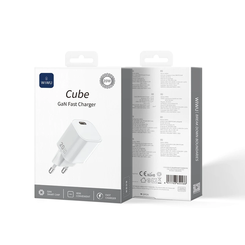 Мережевий зарядний пристрій WIWU 20W Cube GaN Fast Charger 1C Wi-G014 EU White