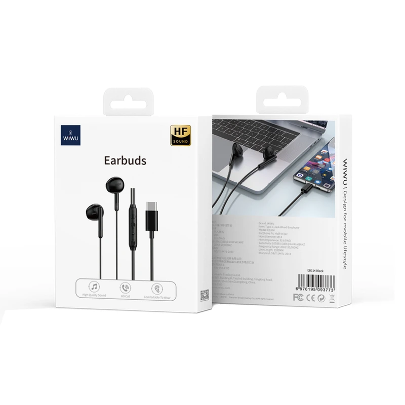 Навушники дротові WIWU EB314 Wired Earphone (Type-C) White