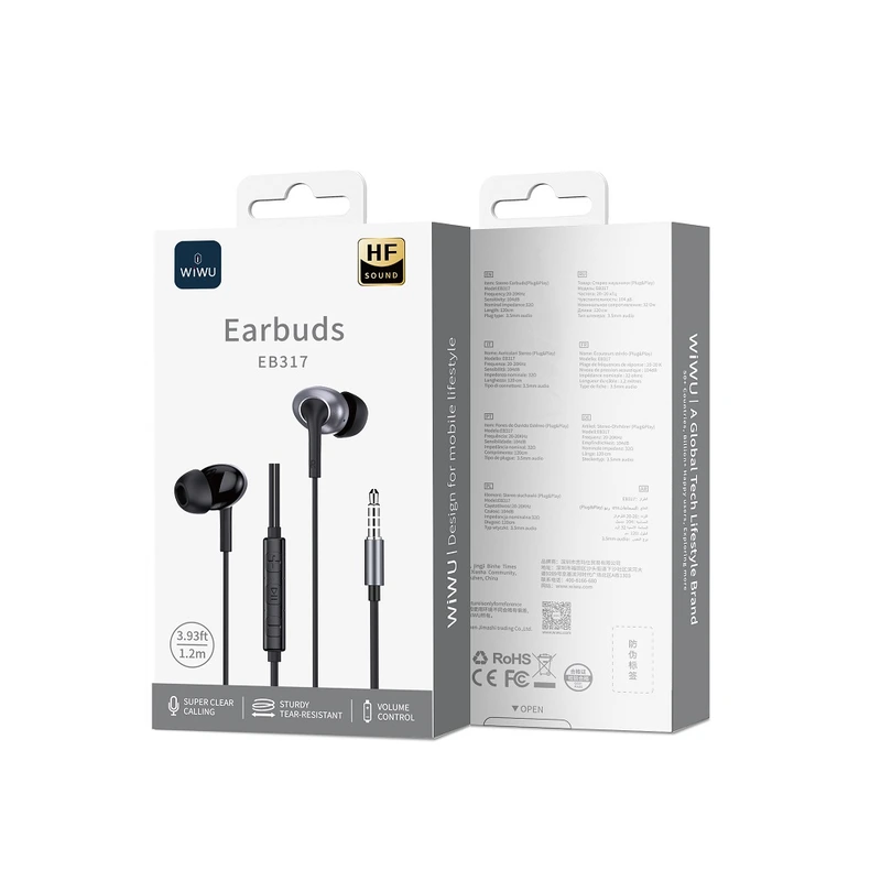 Навушники дротові WIWU EB317 Stereo Wired Earbuds (3.5mm) Black