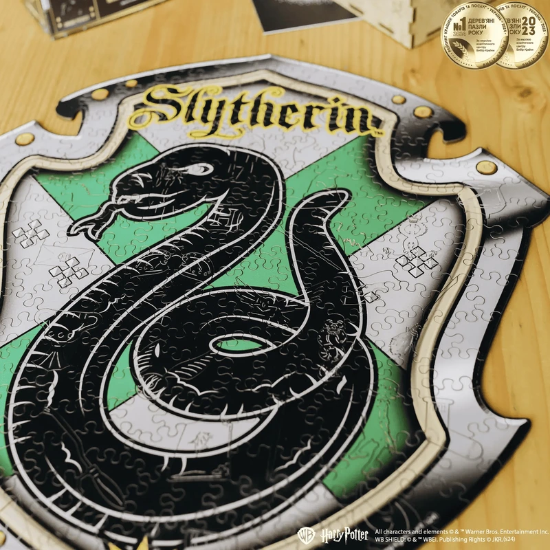 Фігурний дерев'яний пазл Гаррі Поттер Герб Слизерин XL