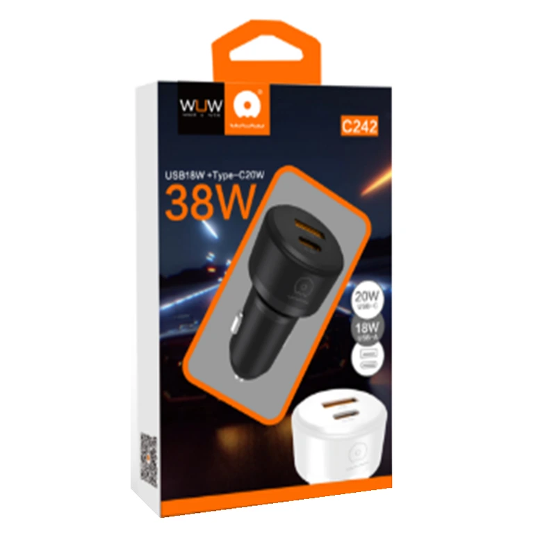 Автомобільний зарядний пристрій WUW-C242 PD20W+ QC18W white