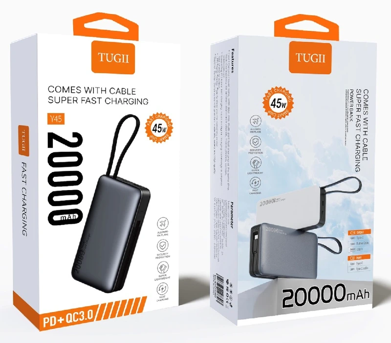 Зовнішній акумулятор WUW TUGII-Y45 （PD45W) 20000mAh Black