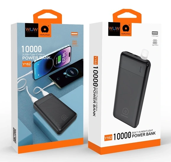 Зовнішній акумулятор WUW Y162  10000mAh + Led ліхтарик  Black