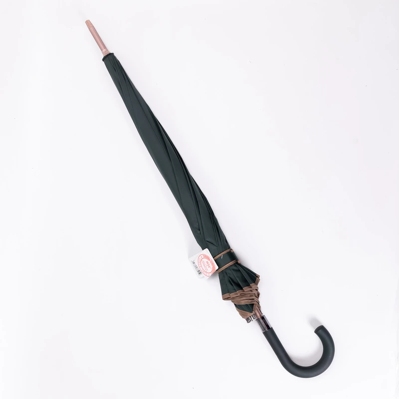 Класична парасолька-тростина з чохлом напівавтомат з поліестеру міцна надійна 12 спиць діаметр 120 см Зелений HP-23-16GR