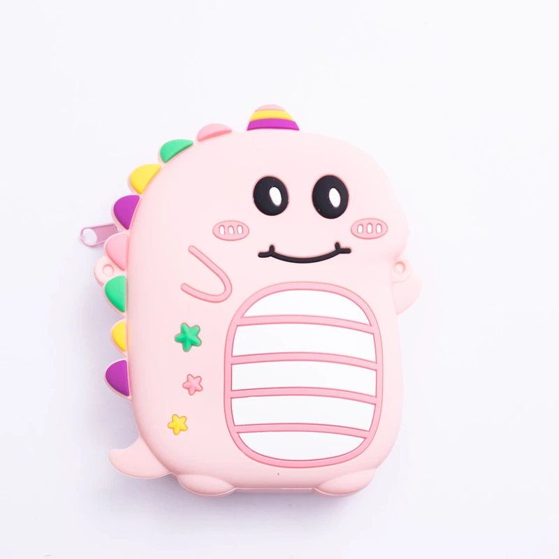 Дитяча силіконова сумка Динозавр 12×11×3 (см) через плече Рожева HP-55-4P