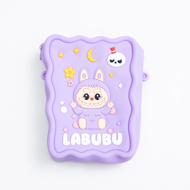 Дитяча силіконова сумка Лабубу 12.5×9×3.5 (см) через плече Фіолетова HP-55-7V