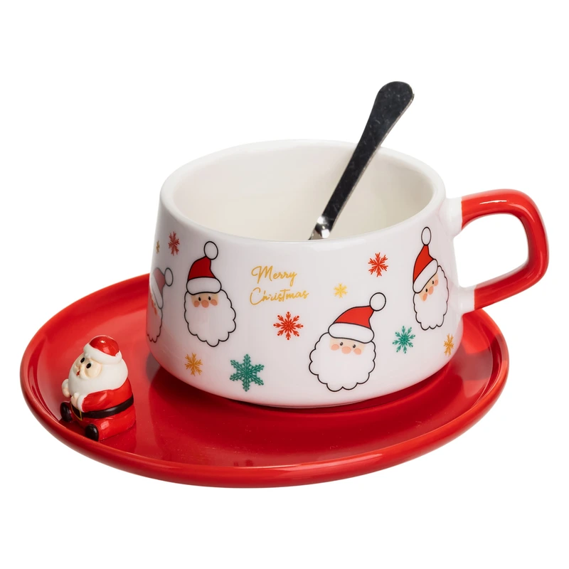 Новорічний різдвяний порцеляновий набір «Святковий ранок» 250 мл Yiwu FM-CS-10A