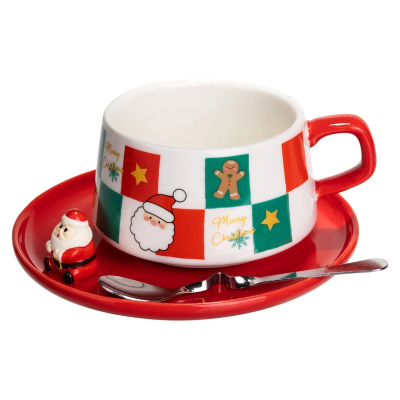 Новорічний різдвяний порцеляновий набір «Святковий ранок» 250 мл Yiwu FM-CS-10C