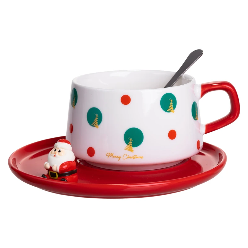 Новорічний різдвяний порцеляновий набір «Святковий ранок» 250 мл Yiwu FM-CS-10D