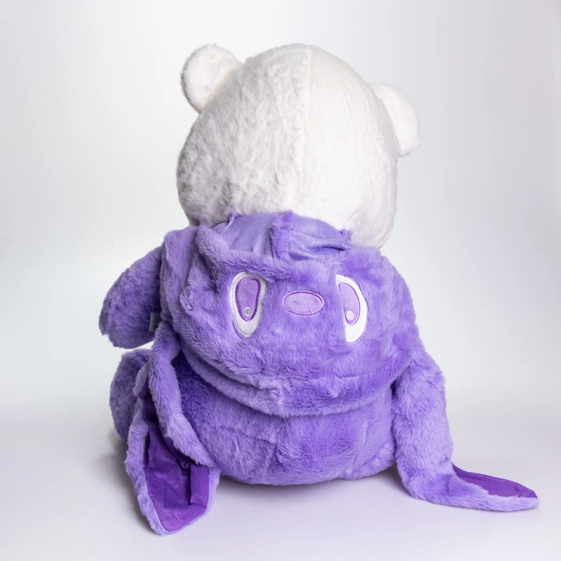 М'яка іграшка-плед, подушка 3 в 1 Ведмедик Тедді в костюмі Ангела плед в іграшці 40×35×15 (см) дитячий плед іграшка Фіолетовий 520-2V