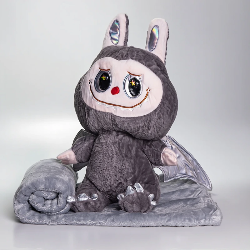 М'яка іграшка-плед, подушка 3 в 1 Labubu Brown Dragon плед в іграшці дитячий плед іграшка Лабубу Сірий 520-29G