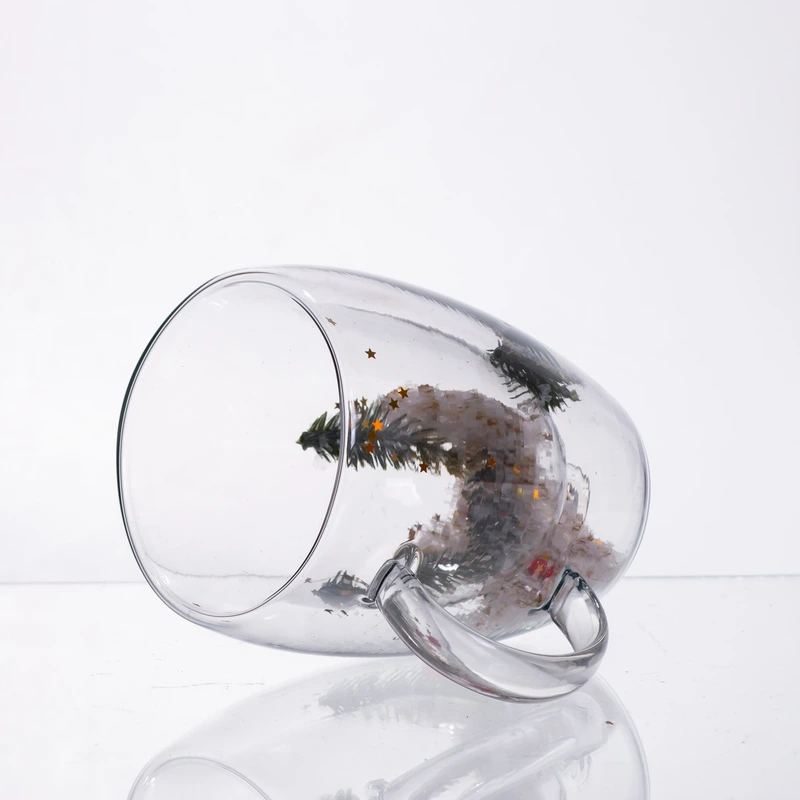 Чашка скляна з подвійними стінками і новорічним декором 350 мл 64486-40