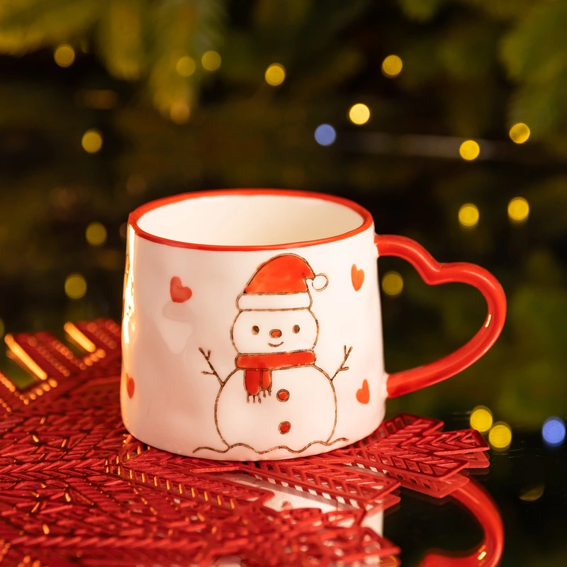 Новорічна порцелянова чашка Сніговик 350 (мл) Yiwu FM-CS-55A