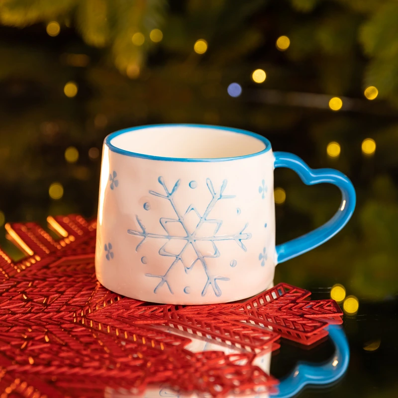 Новорічна порцелянова чашка Сніжинка 350 (мл) Yiwu FM-CS-55D