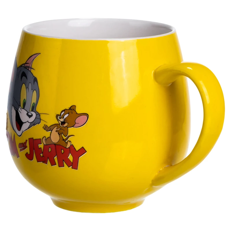 Святкова порцелянова чашка "Веселі Герої" 400 мл, Кружка дитяча із порцеляни на подарунок Жовта FM-13TJ
