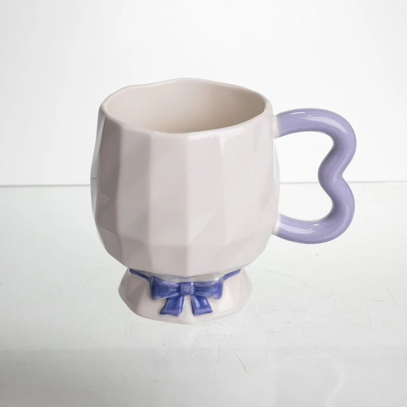 Чашка порцелянова на ніжці 400 (мл) оригінальна кружка на подарунок чашка для чаю та кави Бузковий FM-39A