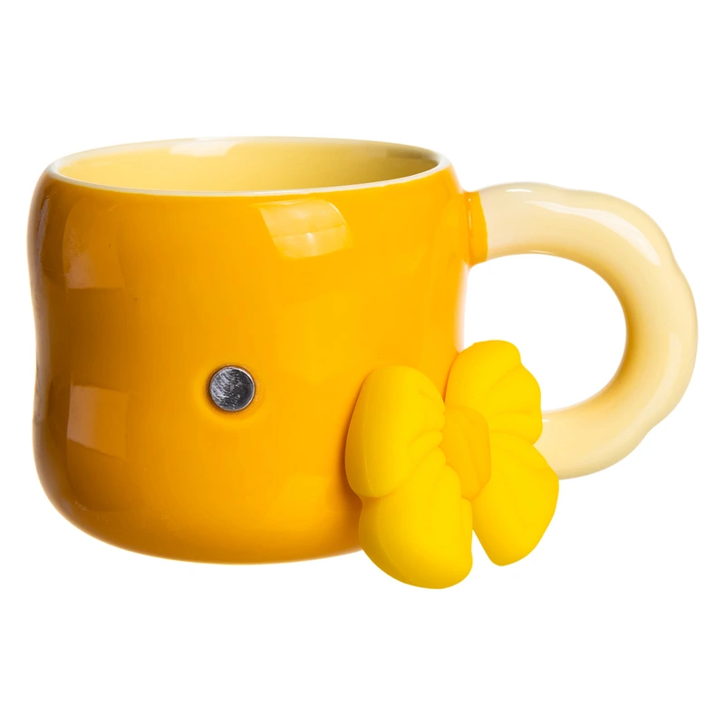 Чашка порцелянова з магнітом Бант 400 (мл) подарункова кружка прикольна чашка для дітей на подарунок Жовтий з бежевим FM-52B