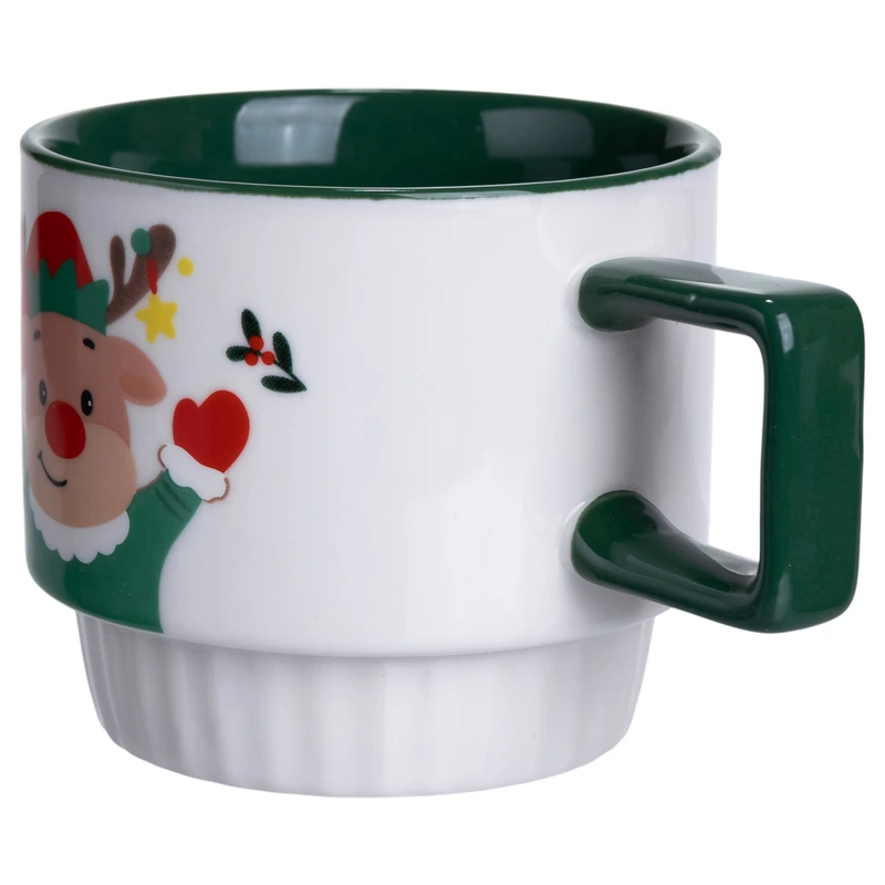 Новорічна порцелянова Новорічний олень 400 (мл) Біла з зеленим Yiwu FM-CS-50O