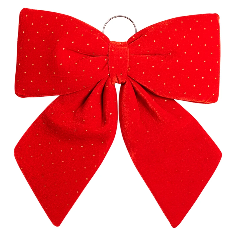 Оксамитовий бант для декору зі стразами на ялинку 45×50 (см) Червоний CR-2-6