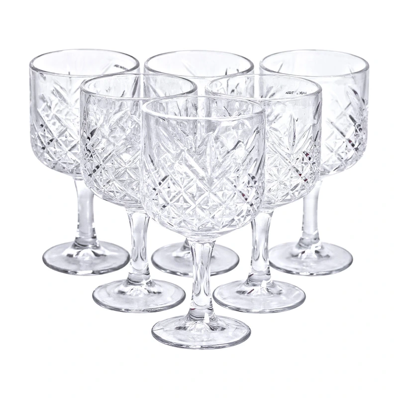 Келихи для вина на високій ніжці набір 6 шт винний келих скляний прозорий 400 мл HP-YH-44